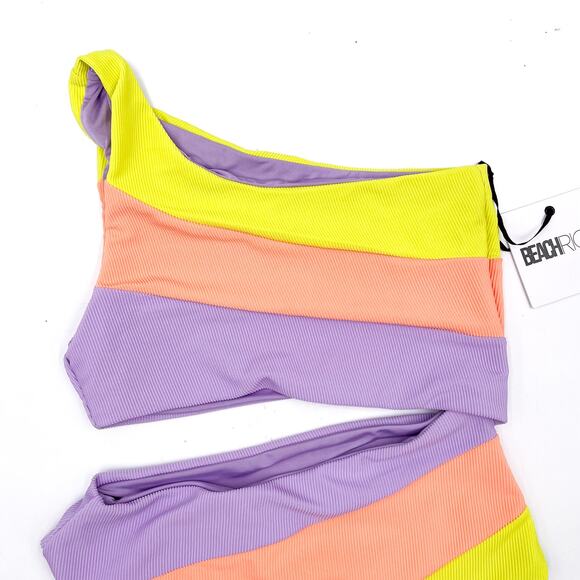 Beach Riot Joyce One Piece Swimsuit Sun-dazed Colorblock One Shoulder Cut-Out - Picture 7 of 13
